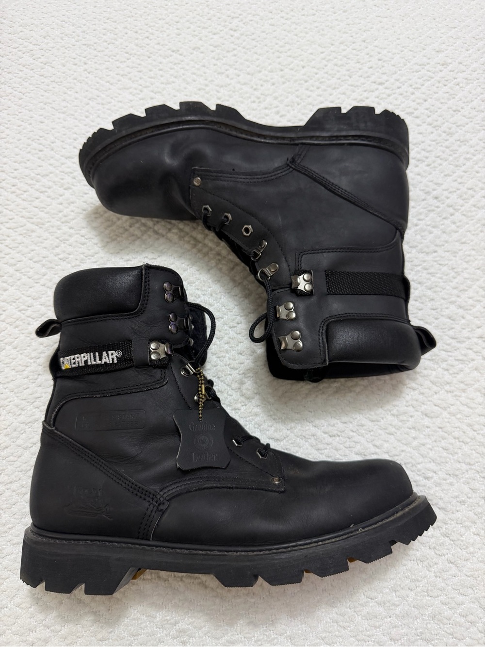 Caterpillar CAT Alaska Black Leather Work Boots Men's Size 12 W74153 Soft Toe